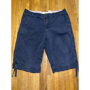 Kim Rogers‎ Women 6 Navy Tie Cuff Zip Back Pocket Casual Bermuda Shorts